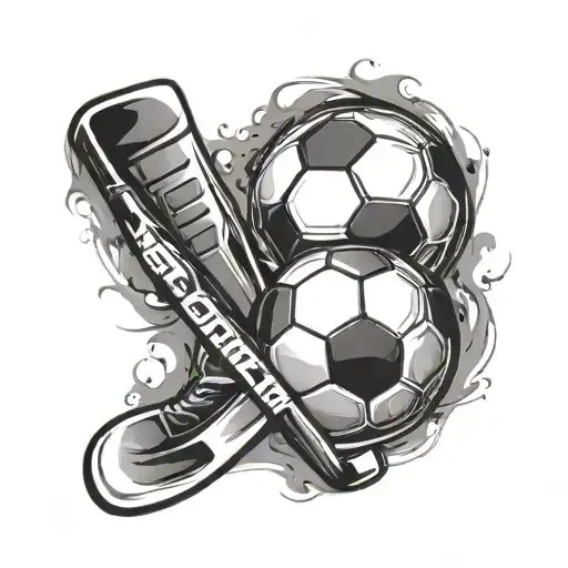 A Hockey Stick With A Soccer Ball