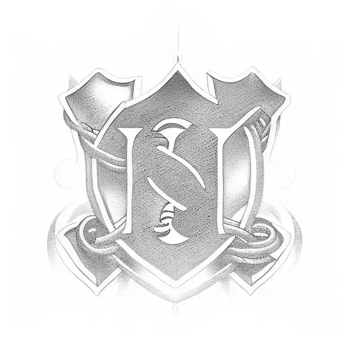 A Black-grey Tattoo Of The Client's Family's Initials Intertwined With Football Laces