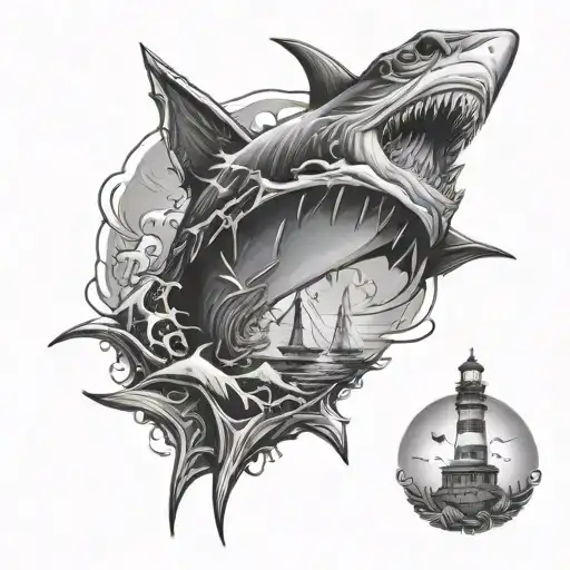 Shark Teeth Forming A Lighthouse