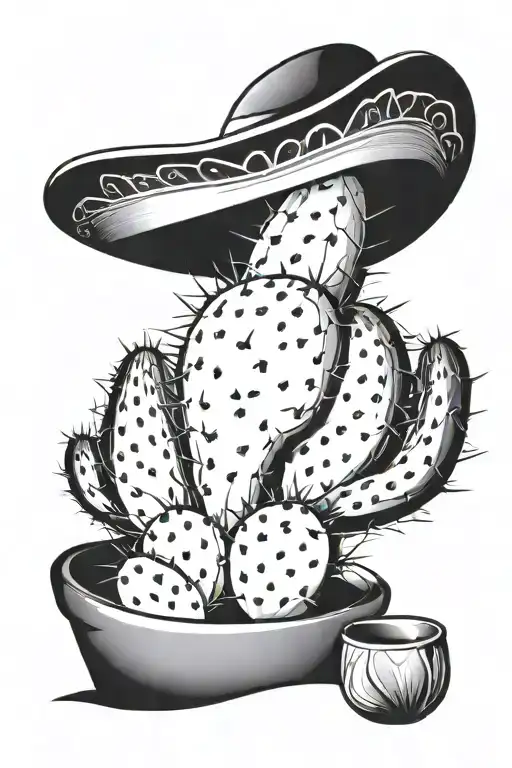 Cactus In A Pot Wearing A Sombrero