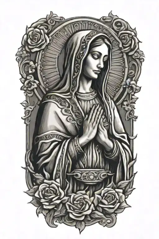 Virgin Mary Wearing Mexico Flag