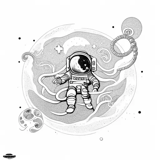 Sitting Astronaut Surrounded By Tentacles