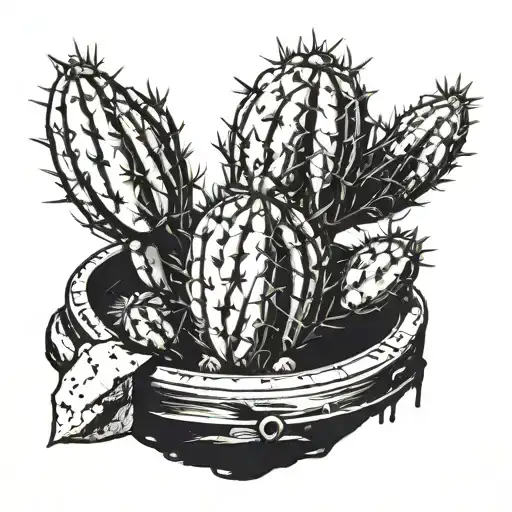 Cactus Growing Out Of A Broken Pot
