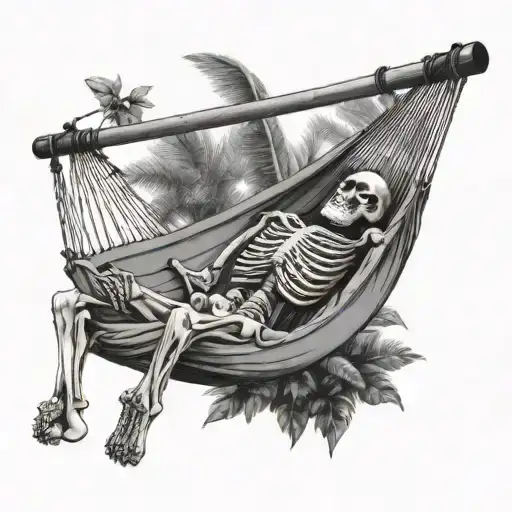 Skeleton Resting In A Hammock