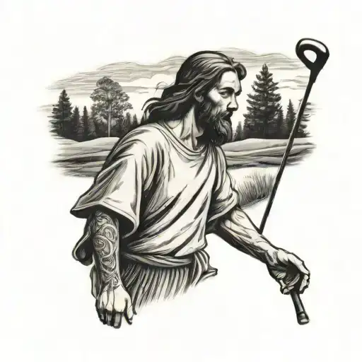 Jesus Walking On A Golf Course In Northern Michigan