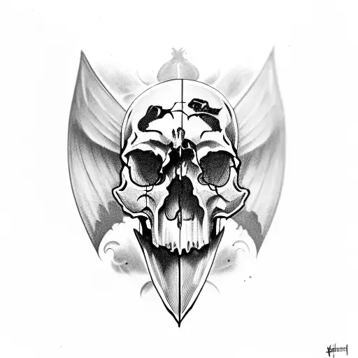 Skull With Bat Wings