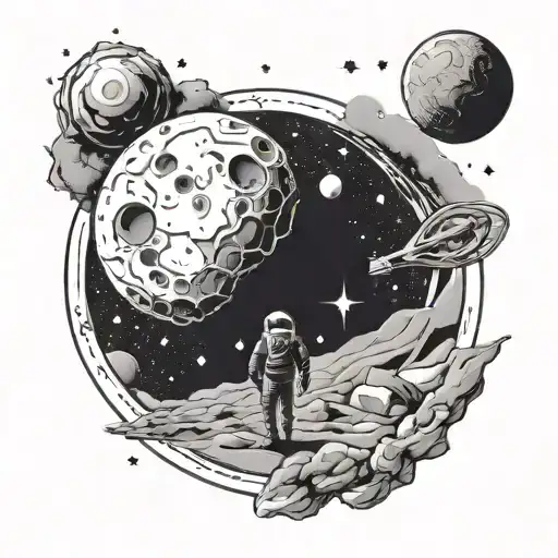 Space Explorer Discovering A New Planet With A Constellation Of Stars In The Background