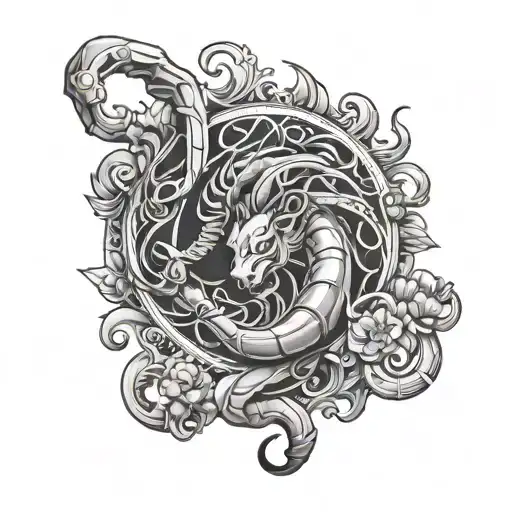 Leo Scorpio Zodiac Sign Tattoo Design