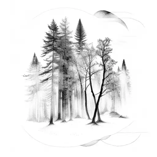 Forest With Sky And Mountains