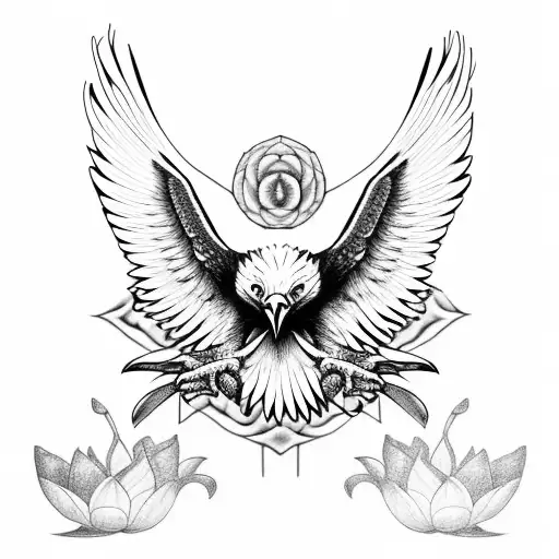 Eagle With Lotus