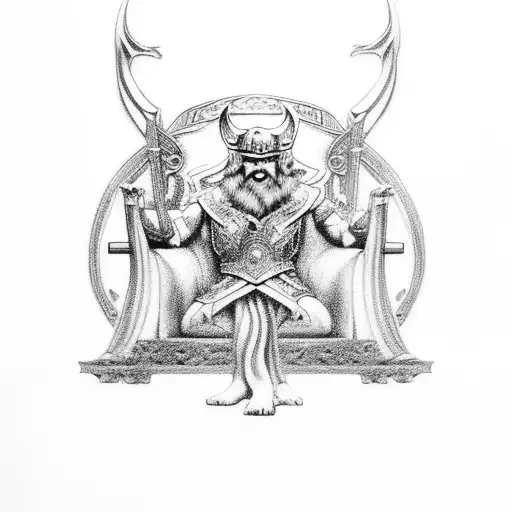 Full Body View Of Odin Sitting On His Throne For Upper Arm