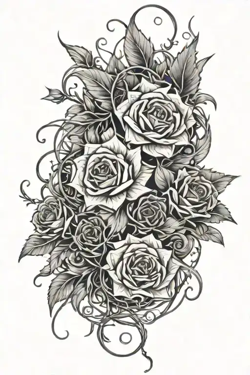 Vines With Thorns Wrapping Around Flowers