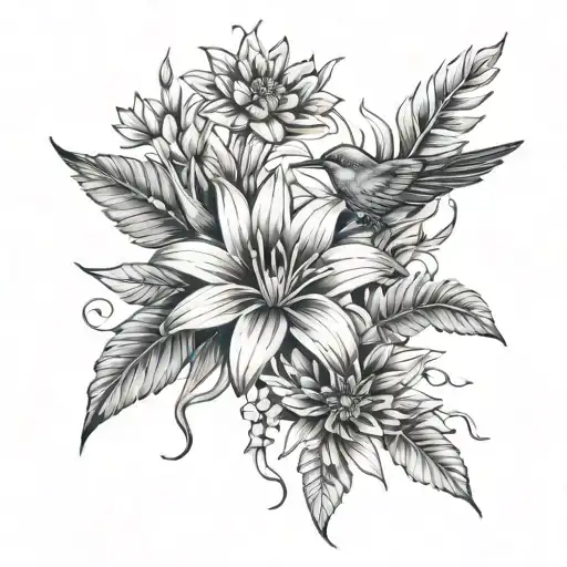 Thorns Vines Daisy Flower Bird Of Paradise Flower