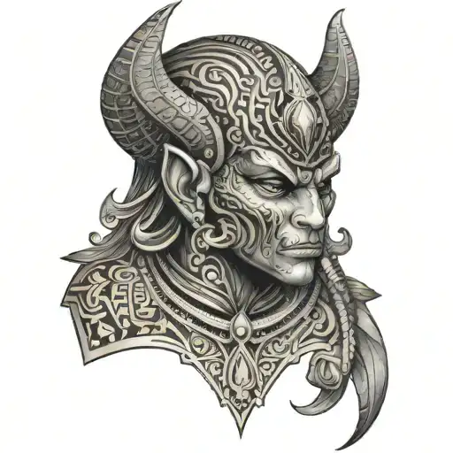 Mammon Demon With A Lot Of Gold Background And Egyptian Patterns