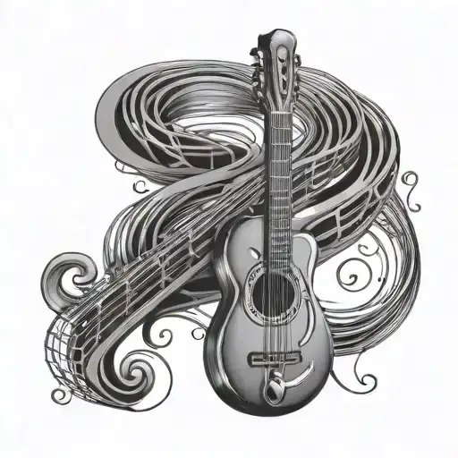 Treble Clef With Classical Guitar Strings
