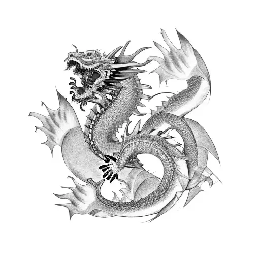 Japanese Dragon With Red Detailing