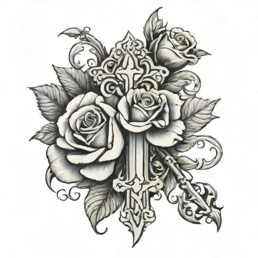 Cross In The Middle Of One Rose