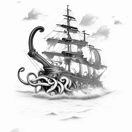 Kraken Taking Down A Ship