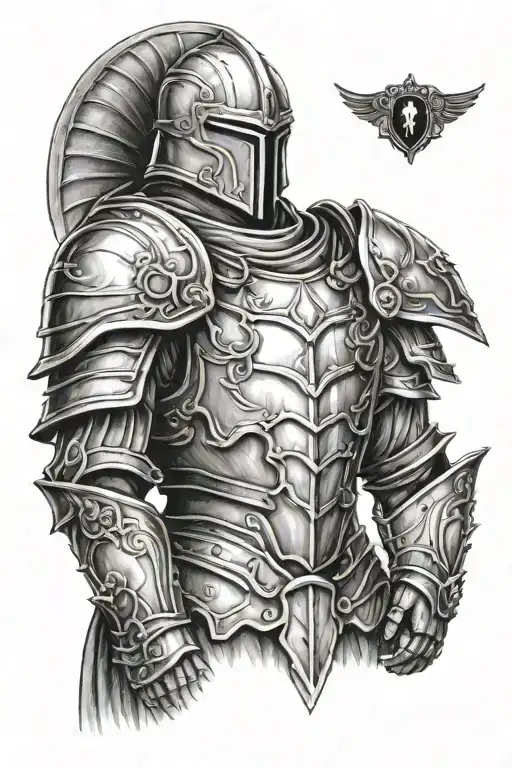 Gothic Shoulder Plate Armor And Pauldron Tattoo Design