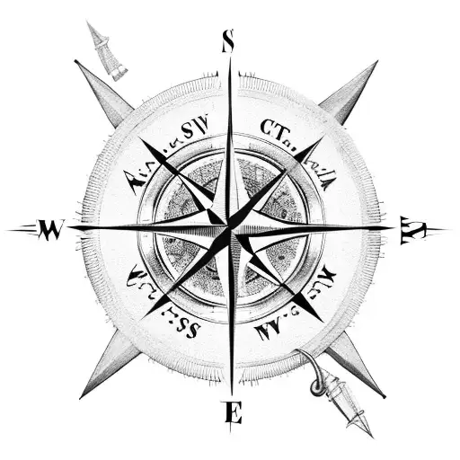 Compass With Roses Surounding