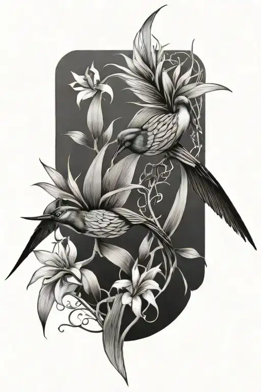 Thorns And Vines And Bird Of Paradise Flower