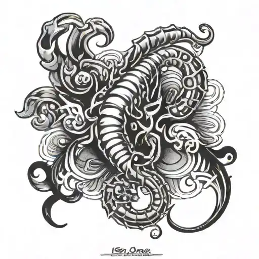 Leo Scorpio Zodiac Sign Tattoo Design