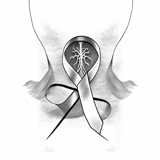 Cancer Ribbon With Trail Inside