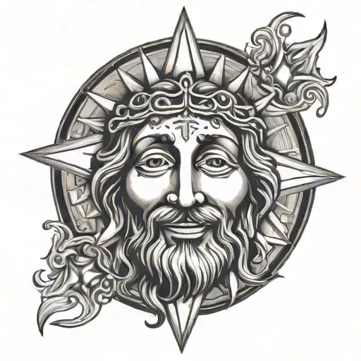 Jesus Smiling Sun Surrounded