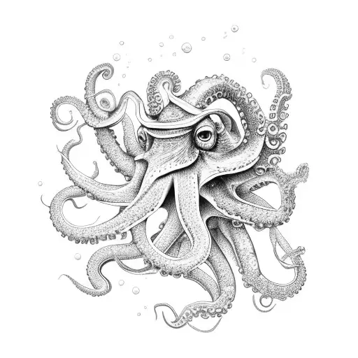 A Majestic Octopus Gracefully Swimming Among A Vibrant Underwater Landscape