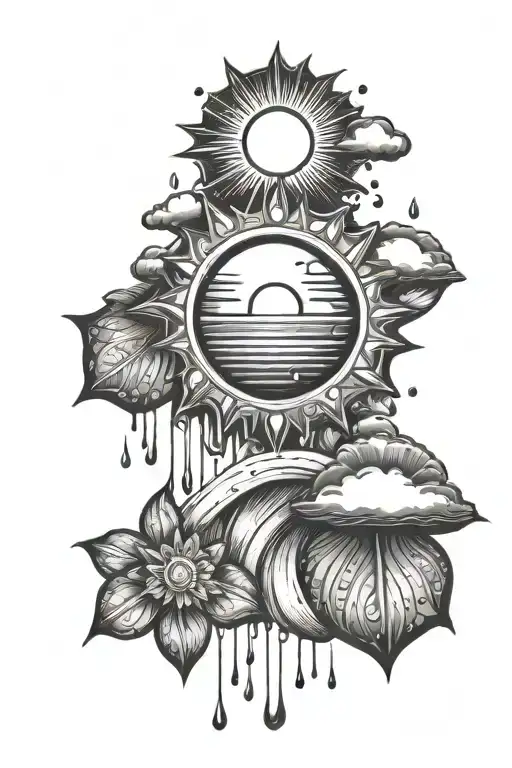 Raindrops And Sun Rays