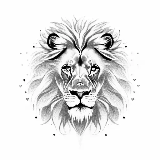 An Elegant Lion With A Mane Made Of Interconnected Hearts