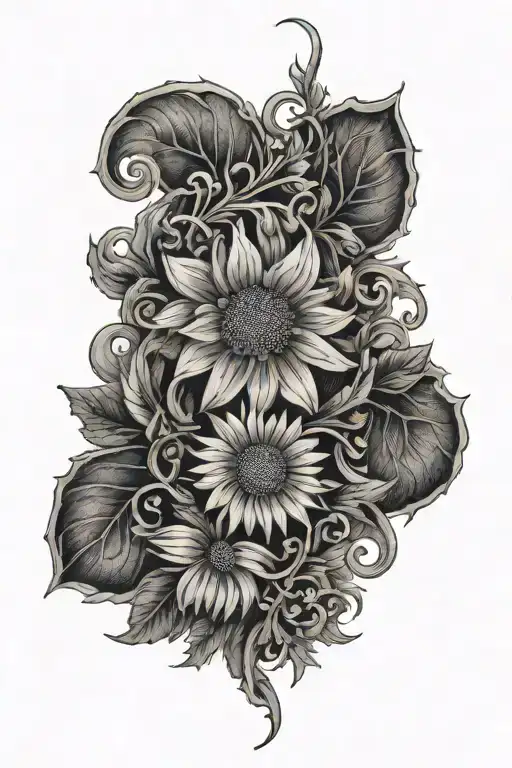 Vines With Thorns Wrapped Around A Daisy Flower