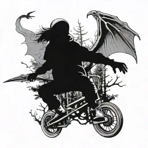 Skateboarder With Dragon Wings Doing A Kickflip In A Dark Forest