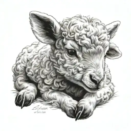 Baby Lamb Laying Side View