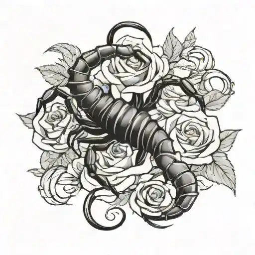 Scorpion With Roses And Thorns