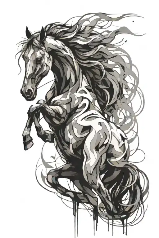 Abstract Oil Layered Painting Horse