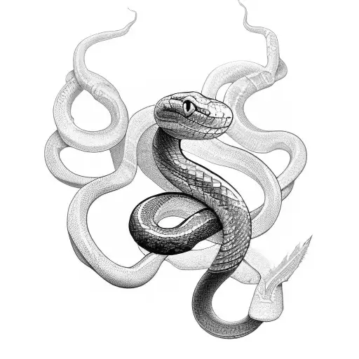 Snake Wrapped Around A Knife