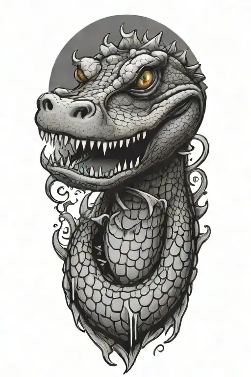 An Alligator With A Broken Heart Tattooed On Its Scales