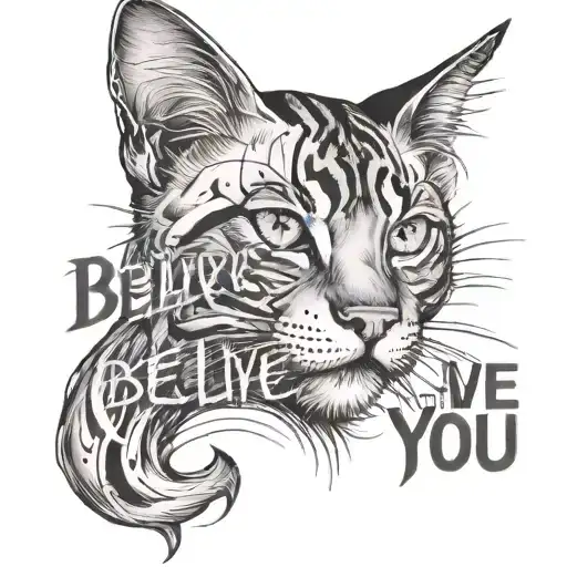 The Words I Believe In You With A Cat Outline And Having A Heart Beat Line Added
