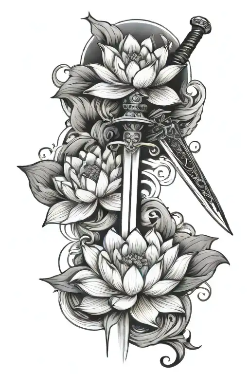 Two Swords And A Lotus Flower