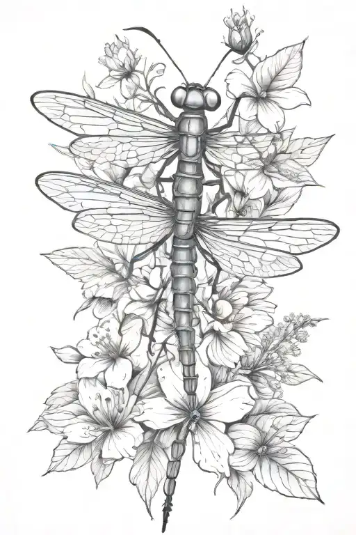 Praying Mantis Dragon Fly And Flower