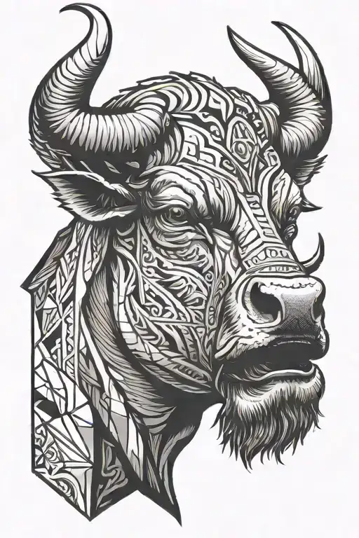 Head Of A Brave Bull Inside A Rhombus