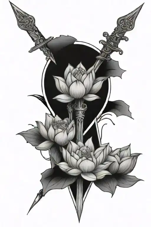 Two Of Swords And A Lotus Flower