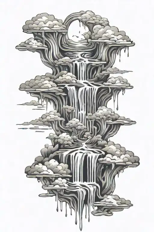 A Trippy Psychedelic Galaxy Made Of Waterfalls Flowing Through It