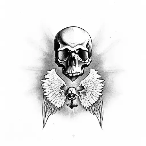 Skull With Angel Of Death