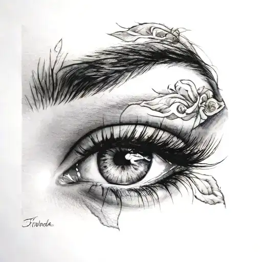 A Realistic Portrait Of A Woman's Eyes With Subtle Shading And Detail