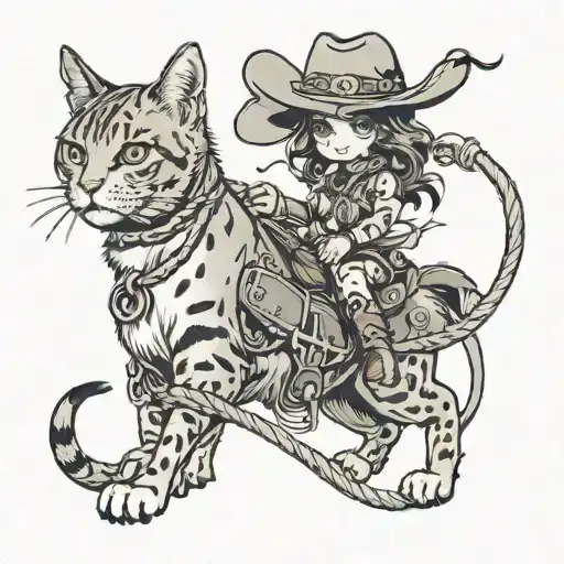 A Cowgirl Cat Using A Whip
