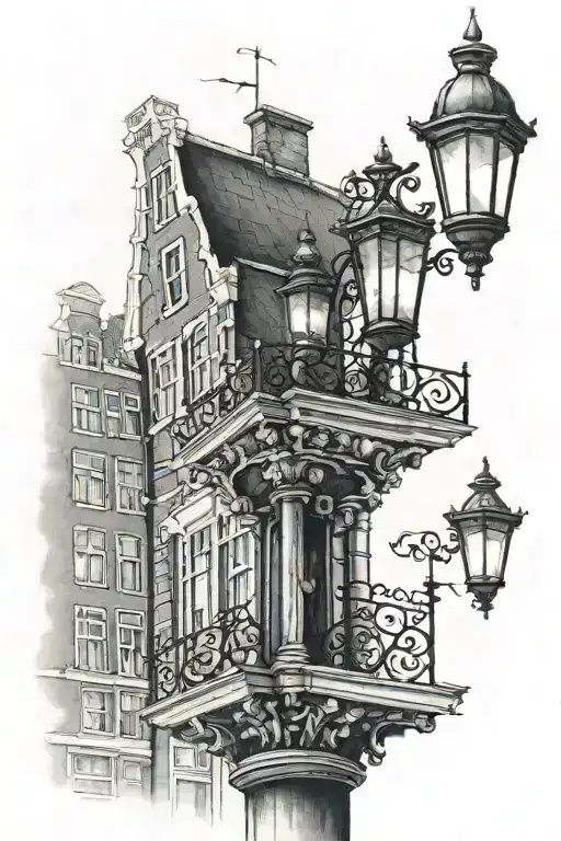 Lamp Post In Amsterdam Realism