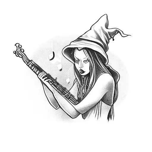 A Witch Playing A Musical Instrument