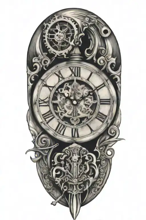 A Clock With A Gun As The Minute Hand And A Sword As The Hour Hand